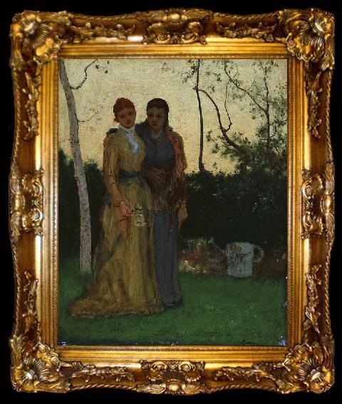 framed  George Inness Two Sisters in the Garden, ta009-2
